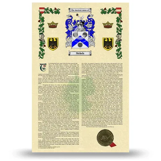 Nickels Armorial History with Coat of Arms