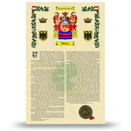 Nikelaus Armorial History with Coat of Arms