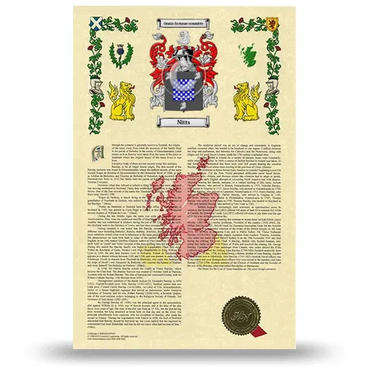 Nitts Armorial History with Coat of Arms