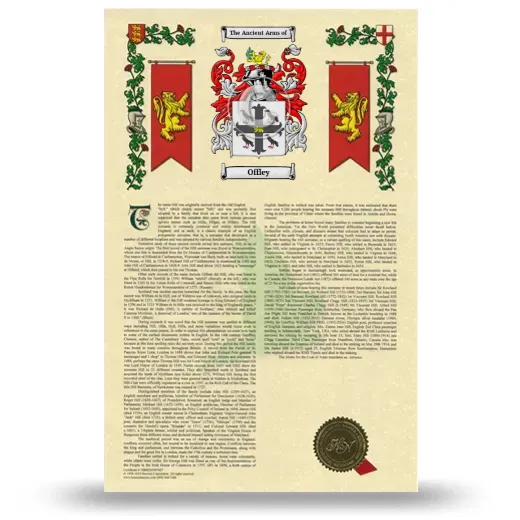 Offley Armorial History with Coat of Arms