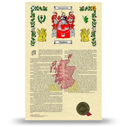 Olyphant Armorial History with Coat of Arms