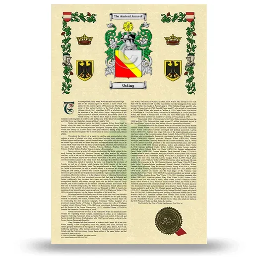 Osting Armorial History with Coat of Arms