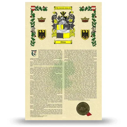 Otten Armorial History with Coat of Arms