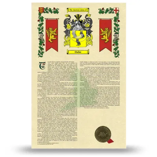 Owler Armorial History with Coat of Arms