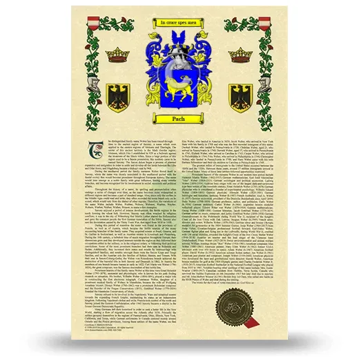 Pach Armorial History with Coat of Arms