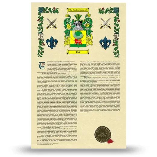 Pak Armorial History with Coat of Arms