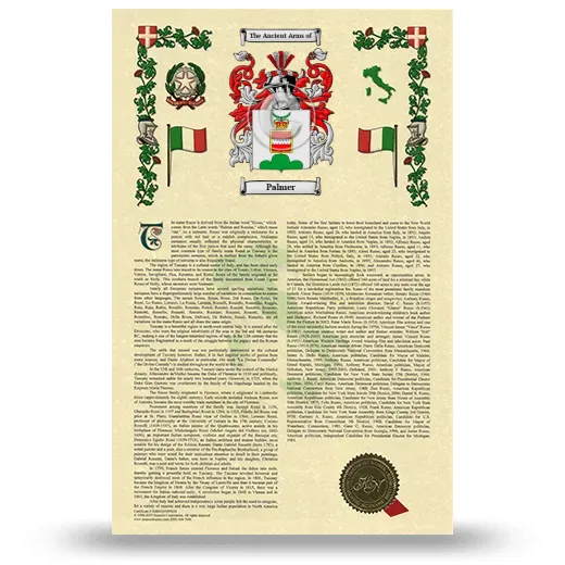 Palmer Armorial History with Coat of Arms