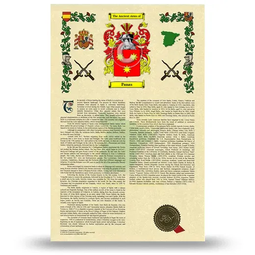Panas Armorial History with Coat of Arms