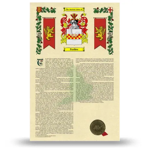 Pardieu Armorial History with Coat of Arms
