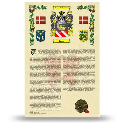 Pauer Armorial History with Coat of Arms
