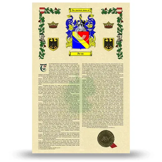 Pe-er Armorial History with Coat of Arms