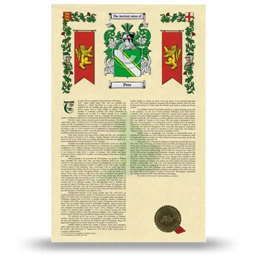 Peer Armorial History with Coat of Arms