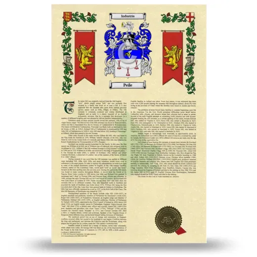 Peile Armorial History with Coat of Arms