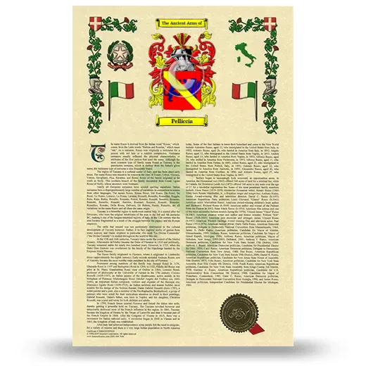 Pelliccia Armorial History with Coat of Arms