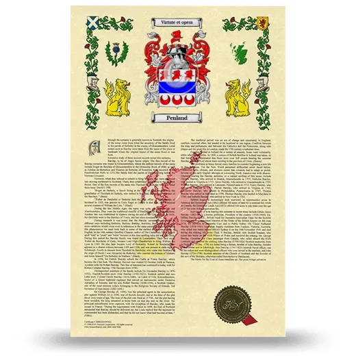 Penland Armorial History with Coat of Arms