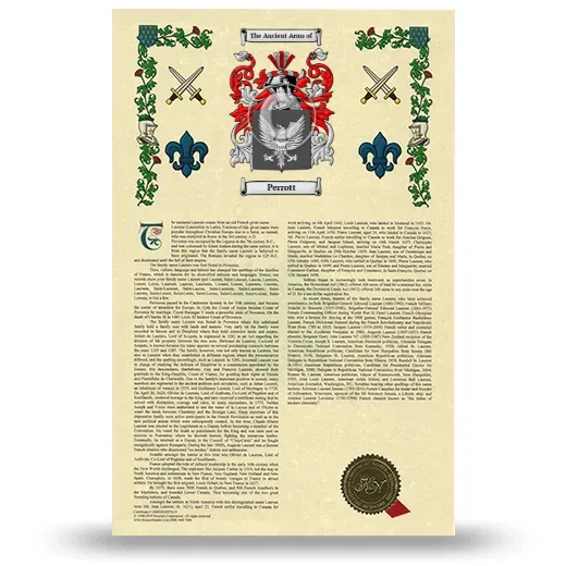 Perrott Armorial History with Coat of Arms