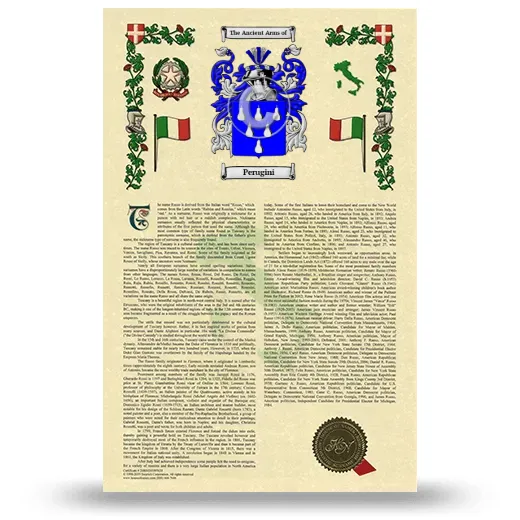 Perugini Armorial History with Coat of Arms