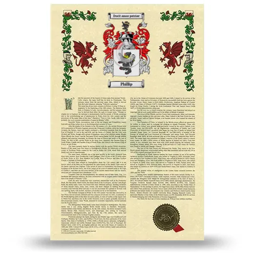 Phillip Armorial History with Coat of Arms