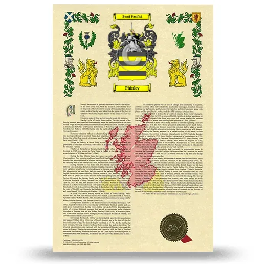 Phinley Armorial History with Coat of Arms
