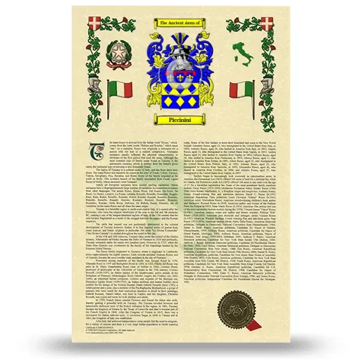 Piccinini Armorial History with Coat of Arms