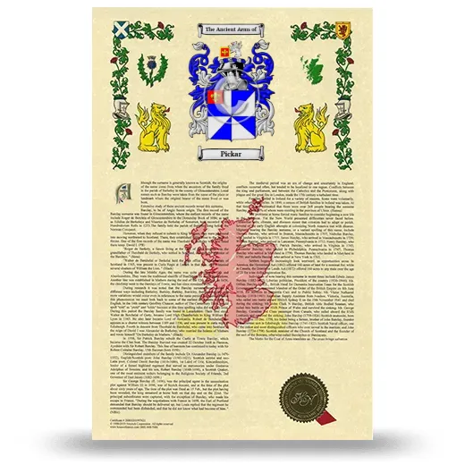 Pickar Armorial History with Coat of Arms