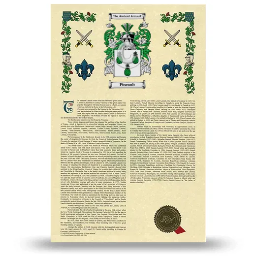 Pineault Armorial History with Coat of Arms