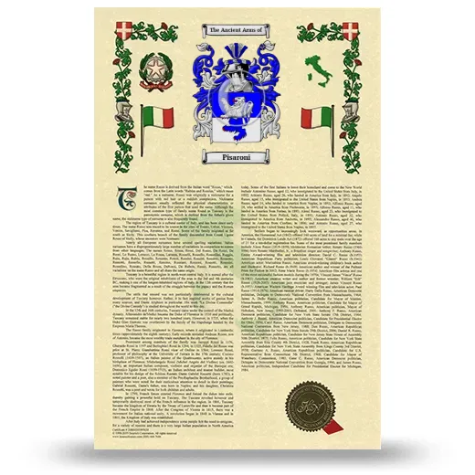 Pisaroni Armorial History with Coat of Arms