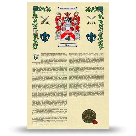 Pitart Armorial History with Coat of Arms