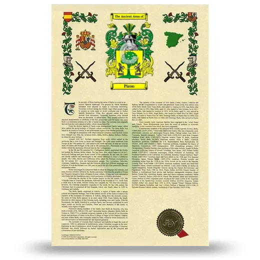 Pizon Armorial History with Coat of Arms