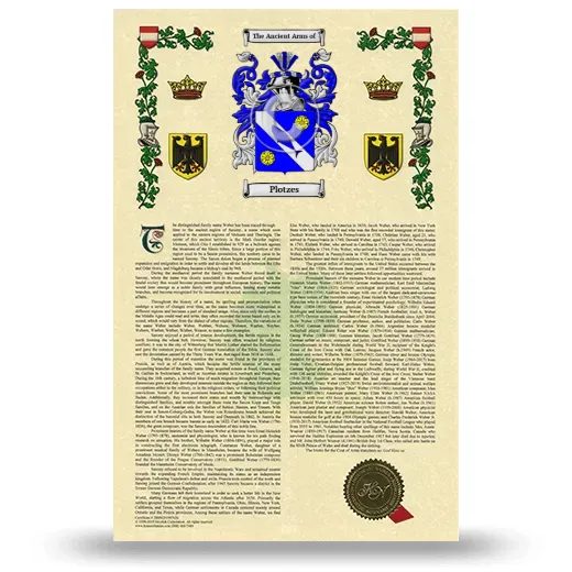 Plotzes Armorial History with Coat of Arms