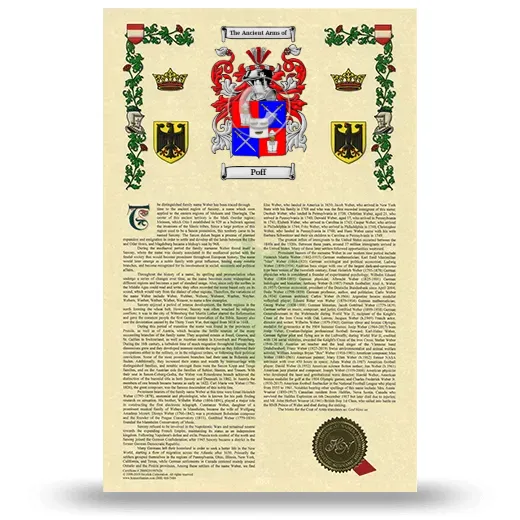 Poff Armorial History with Coat of Arms