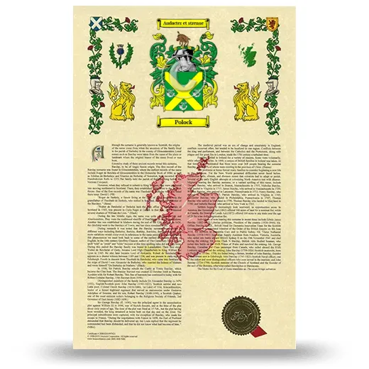 Polock Armorial History with Coat of Arms