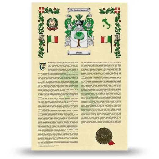 Polon Armorial History with Coat of Arms