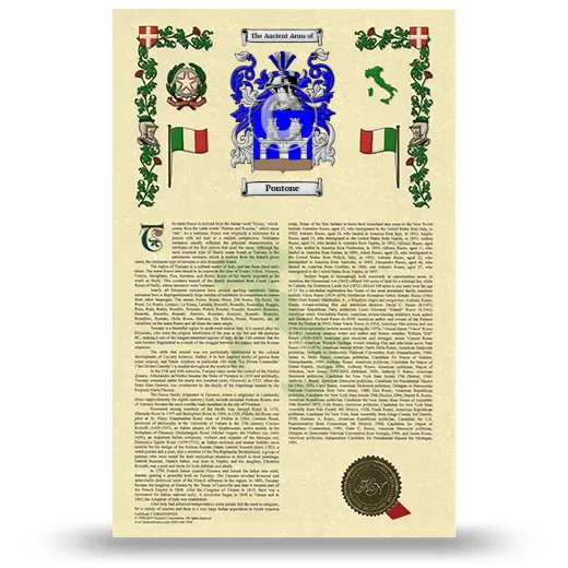 Pontone Armorial History with Coat of Arms