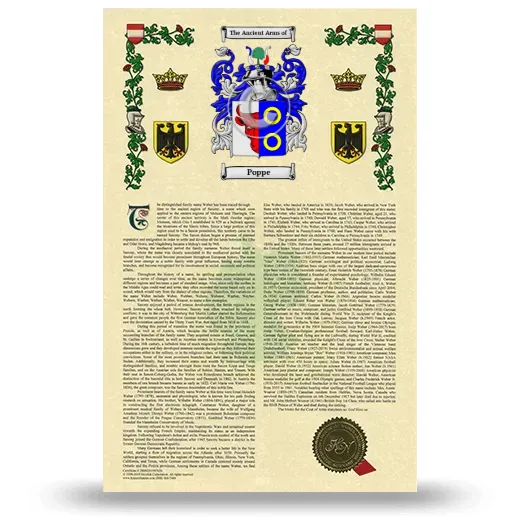 Poppe Armorial History with Coat of Arms