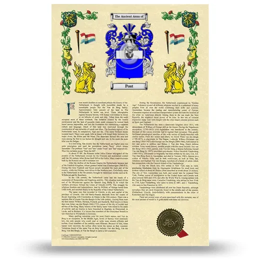 Post Armorial History with Coat of Arms