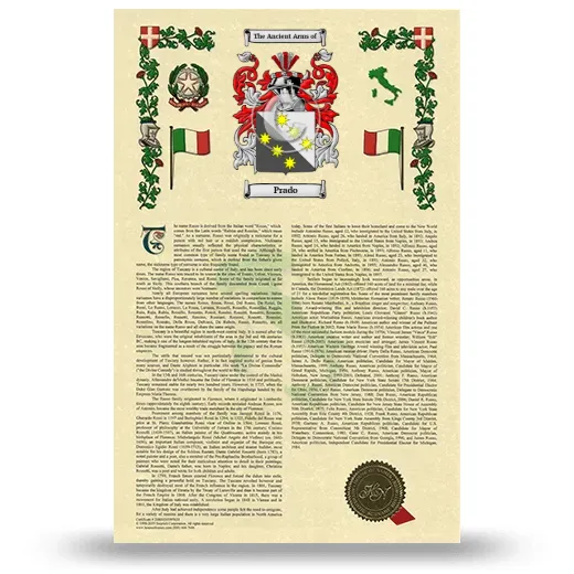 Prado Armorial History with Coat of Arms