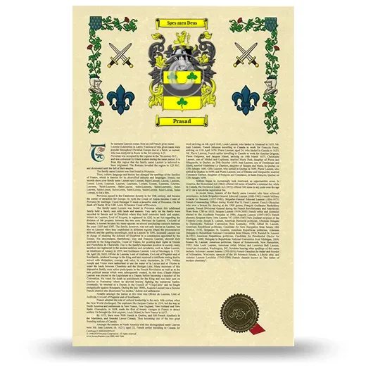 Prasad Armorial History with Coat of Arms