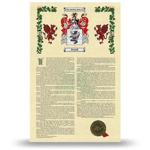 Pretell Armorial History with Coat of Arms