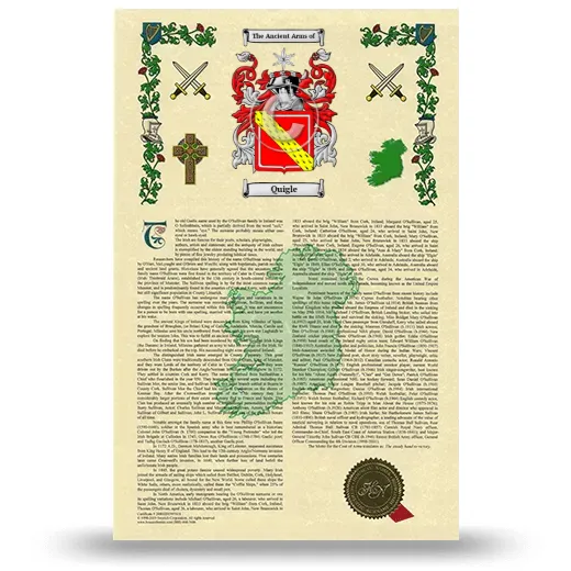 Quigle Armorial History with Coat of Arms