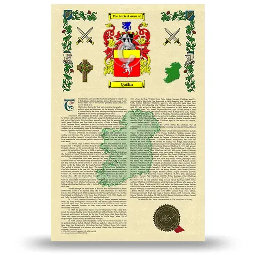 Quillin Armorial History with Coat of Arms