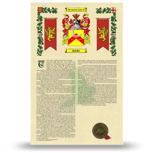 Quinby Armorial History with Coat of Arms