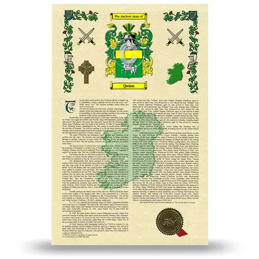 Quinn Armorial History with Coat of Arms