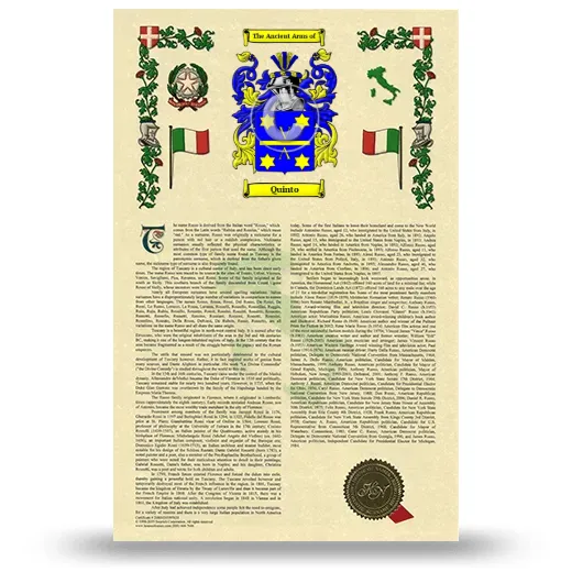 Quinto Armorial History with Coat of Arms