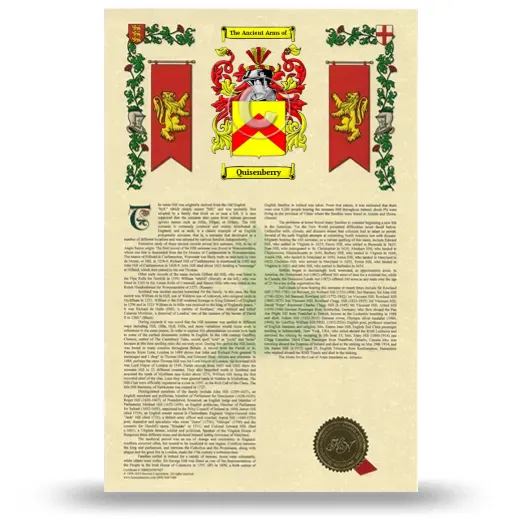 Quisenberry Armorial History with Coat of Arms