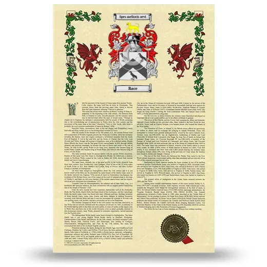 Race Armorial History with Coat of Arms