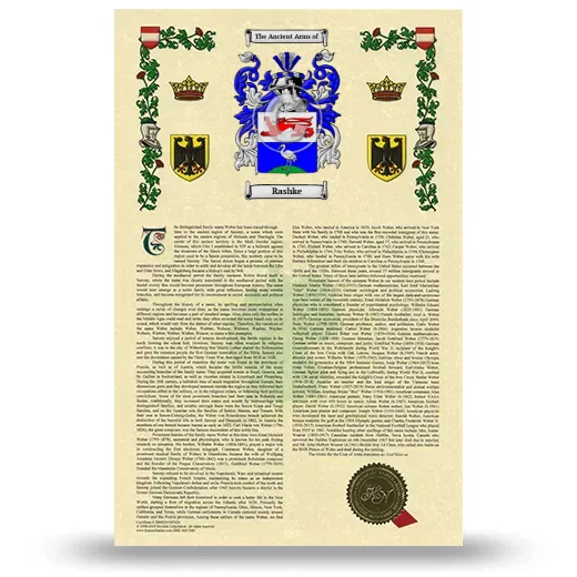 Rashke Armorial History with Coat of Arms