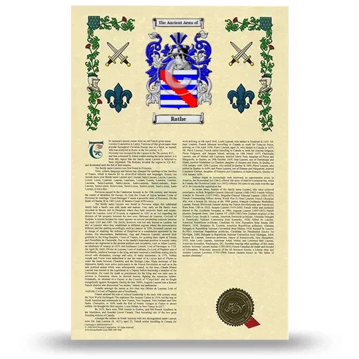 Rathe Armorial History with Coat of Arms