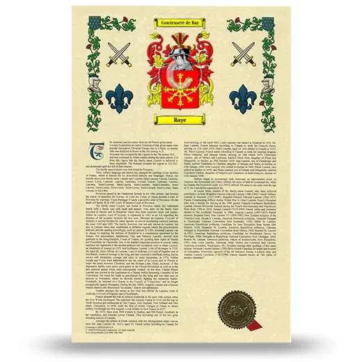 Raye Armorial History with Coat of Arms