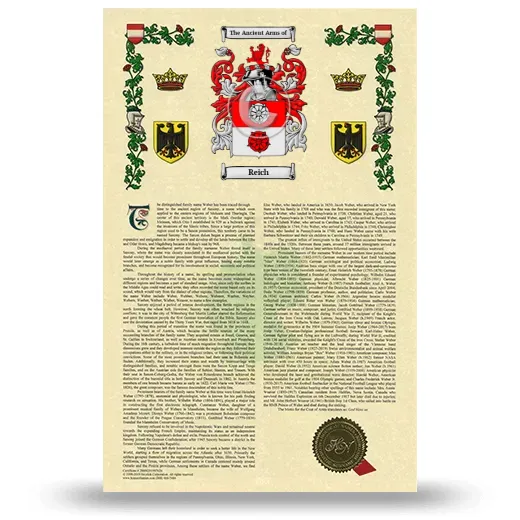 Reich Armorial History with Coat of Arms